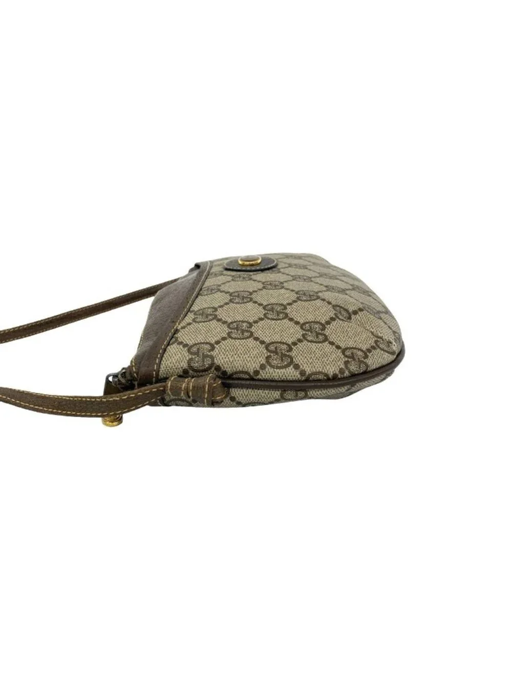 Gucci Vintage GG Logo Leather Mini Shoulder Bag Pochette Crossbody Brown